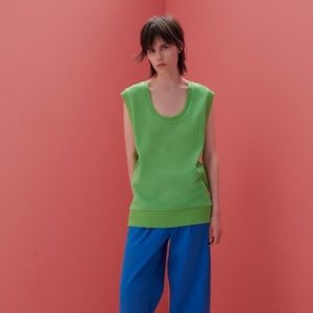 Zara Jacquard Vest in Green